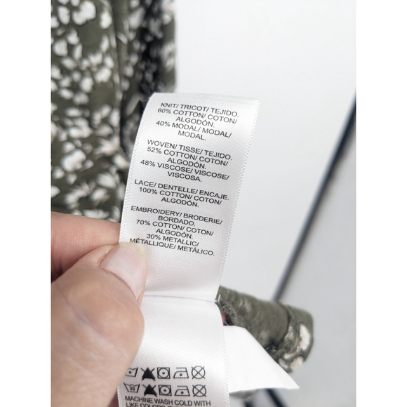 Lucky Brand Shirt Women 2X Green Floral Embroidered Boho Peasant Top Long Sleeve - Picture 9 of 11